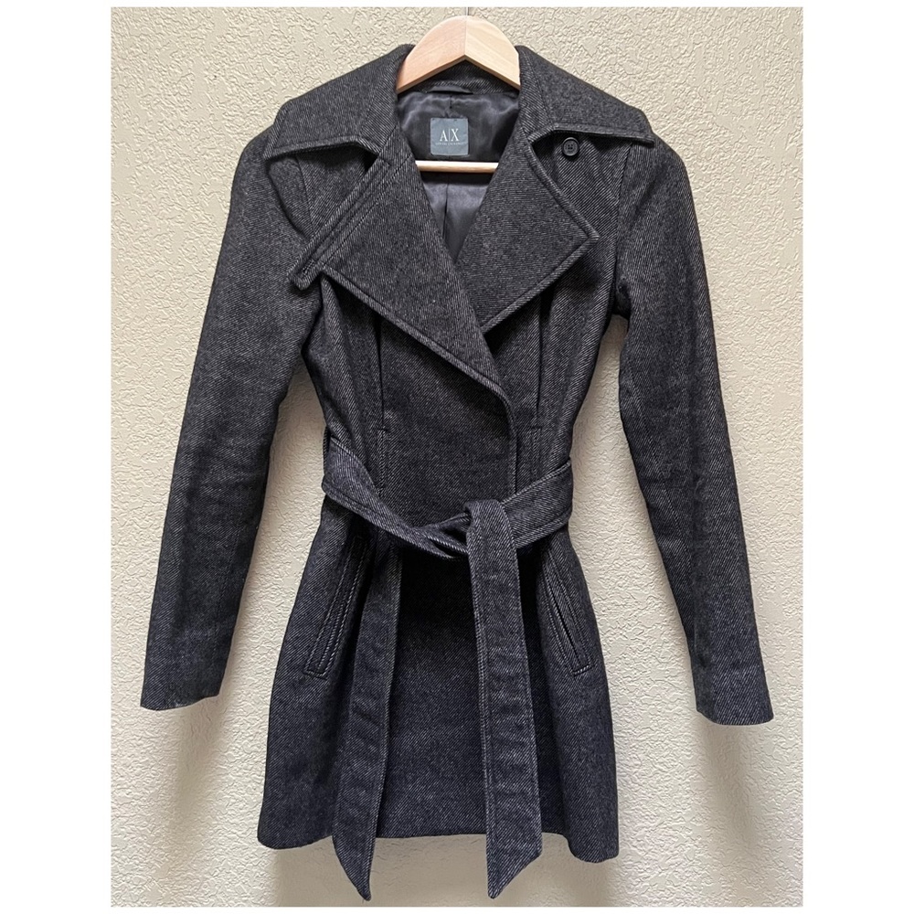 Armani Women’s Gray  Tie-waist Coat Size Extra Small